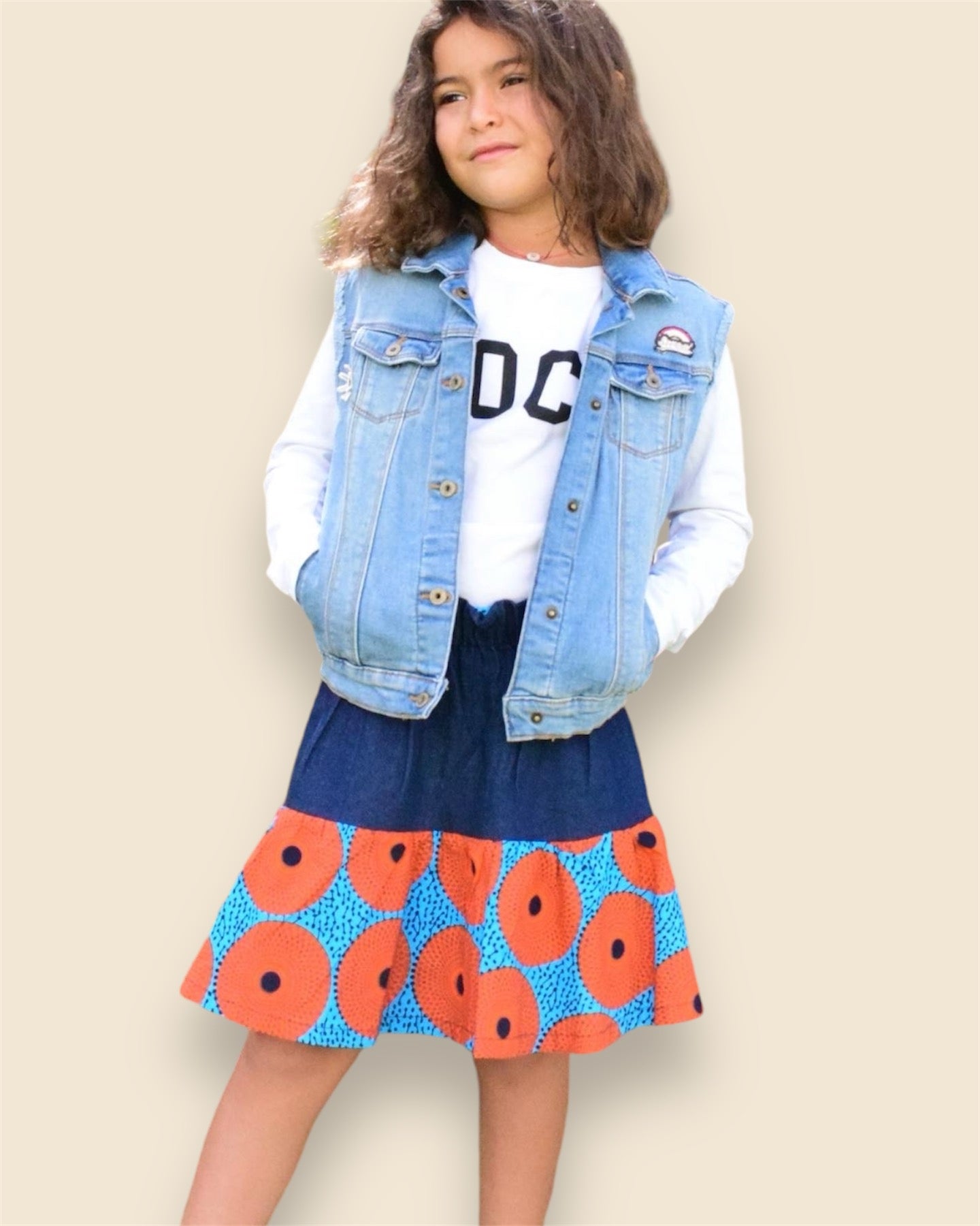 Jupe 3 wax et denim